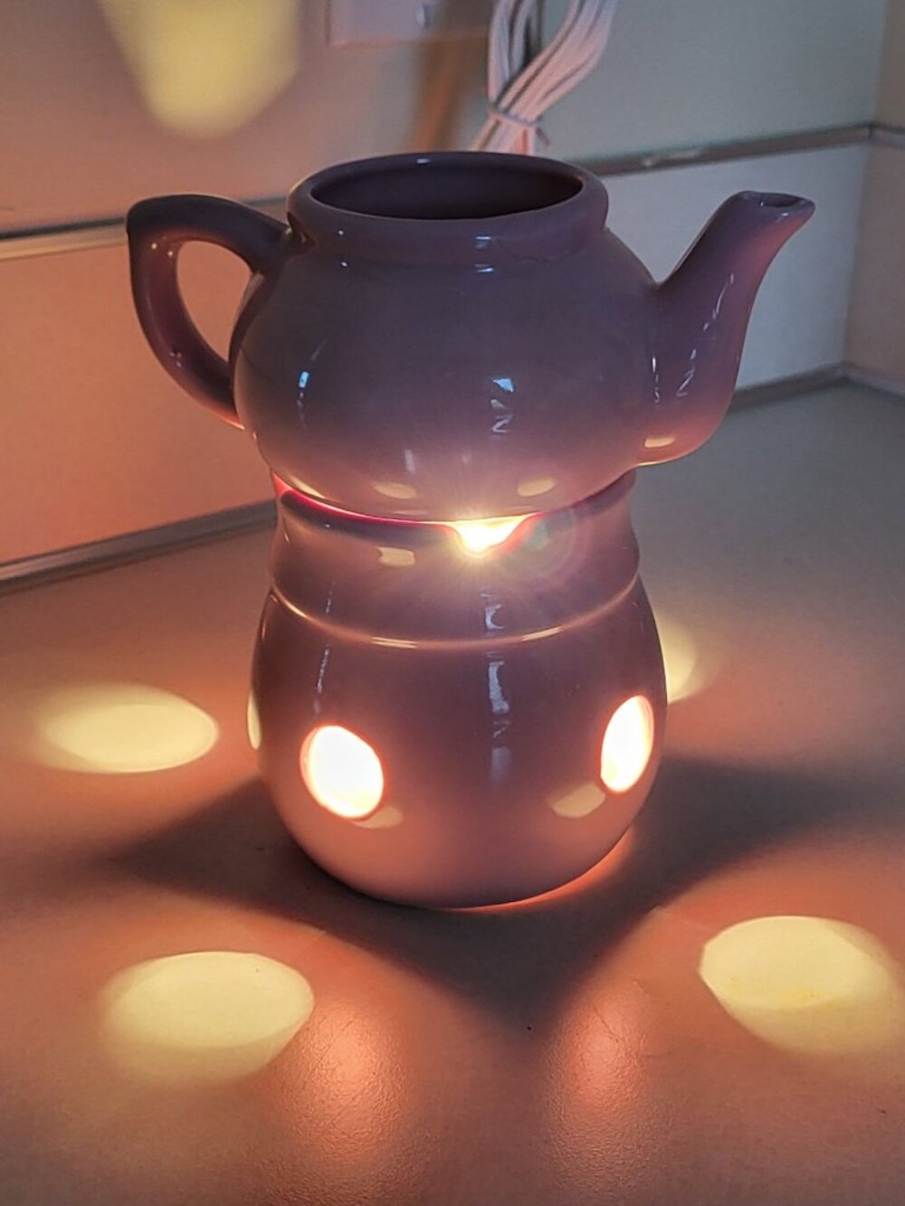 Vtg Electric Potpourri Simmer Pot Beachwood Ceramic Pink Light Bulb Works Unused